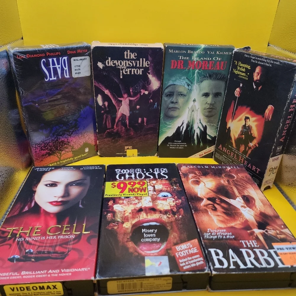 7 Horror VHS Lot Devonsville Tower Bats Thirteen Ghosts Cell Barber Dr Moreau - Picture 2 of 3
